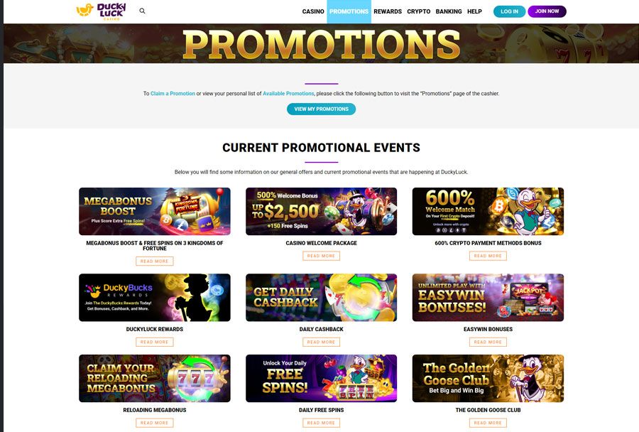 DuckyLuck Casino Bonuses and Promotions